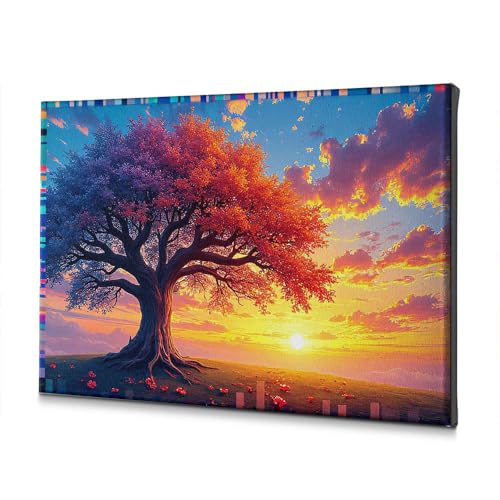 Décoration de Pâques arbre coloré sur toile 40x60cm avec autocollants muraux salon