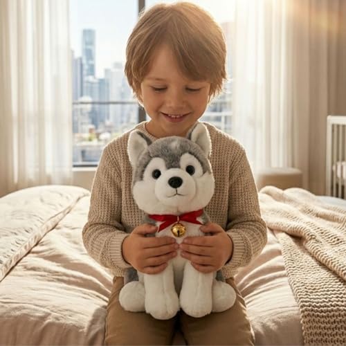 Image of Husky Dog 30cm | Ultra Soft Plush Stuffed Toy | Cute Hugging Pillow | Gift for Kids Boys Girls