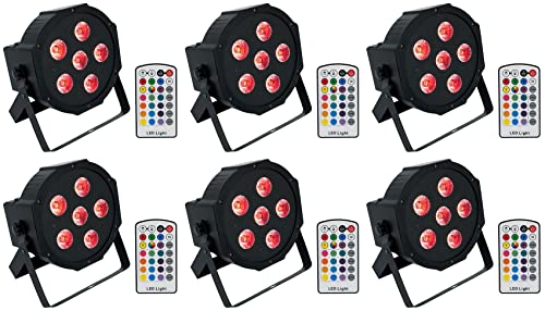 6 Rockville Battery PAR 6RF Rechargeable RGBWA+UV Wireless DMX Lights+RF Remotes