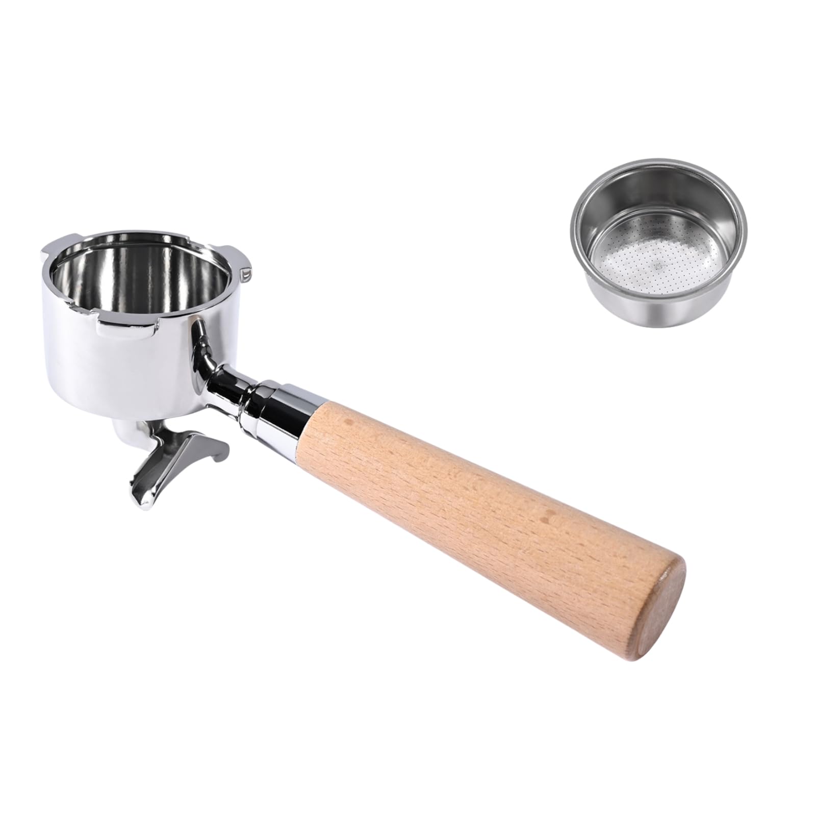 Portafiltros de 51 mm con mango de ébano, soporte para filtro de 3 orejas para cafeteras de espresso de diámetro 51 mm, carcasa estable de acero inoxidable, mango antideslizante de ébano, apto para