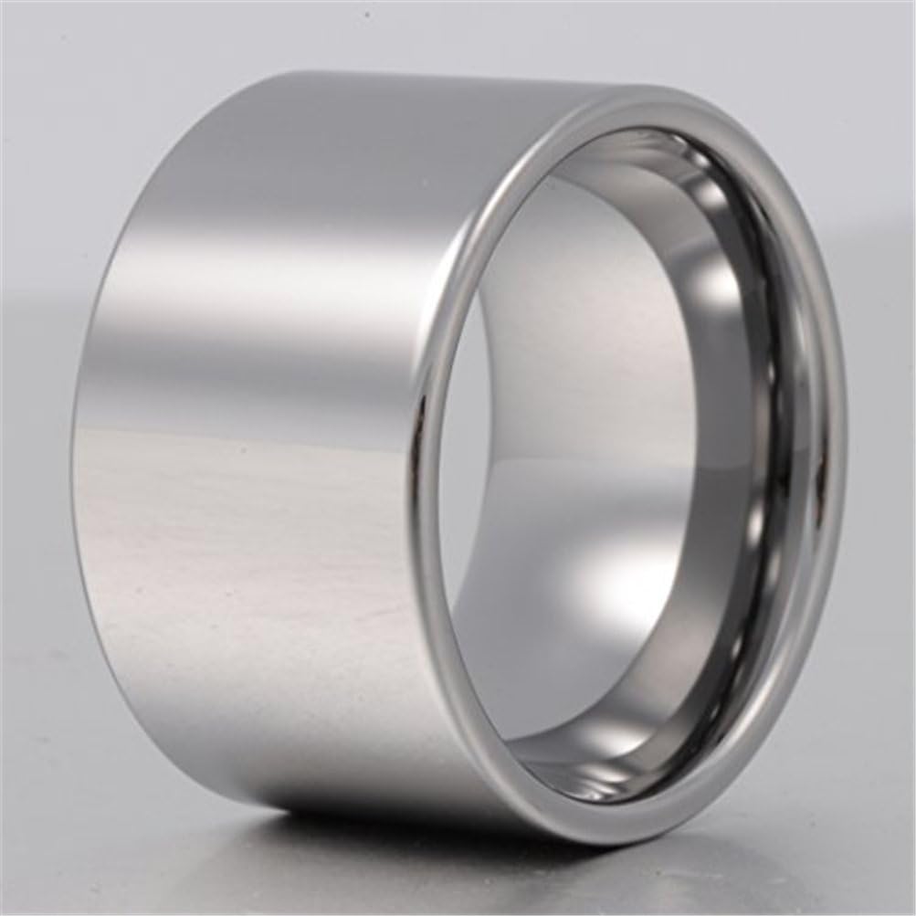 Fashion Month Men 14mm Big Tungsten Best Ring Silver Classic Wedding Engagement Band High Polished Flat Top Comfort Fit - Image 2