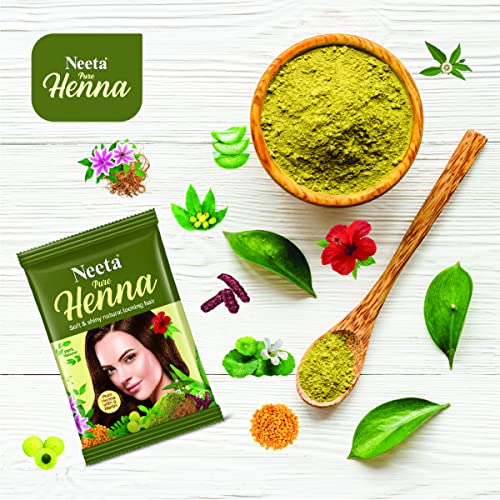 Image of Neeta Pure Henna Powder for Hair with 9 Natural Herbs 50g (Pack of 6), 100% Natural Henna Mehndi for Soft & Shiny Looking Hair