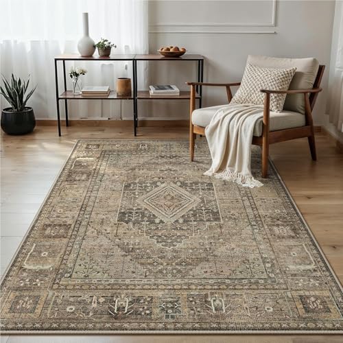 GENIMO Tapis Chambre Vintage Tapis Salon Oriental Doux Antidérapant Lavable en Machine Tapis Décoratif de Style Moderne pour Entree Interieur, 120x170CM,...