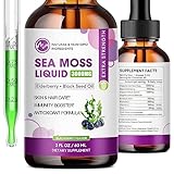 Sea Moss - Irish Sea Moss Liquid Drops 3000mg Black Seed Oil 1000mg Elderberry 1000mg with Burdock Root Supplement - 6X Stronger Than Pills Gel Gummies - Joint, Digestion, Thyroid, Hair & Skin Support