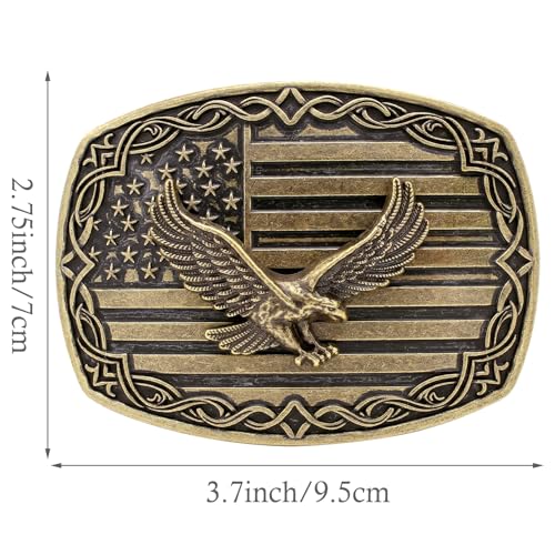 Image of HUABOLA CALYN Long Horn Bull Belt Buckles for Men Women American Flag Texas Star Belt Buckles