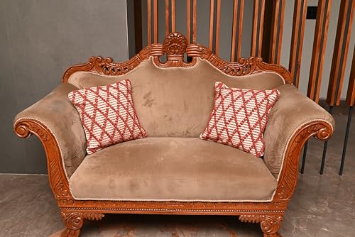 Image of TIB Premium Boho Decorative Throw Cushion Covers, 16 x 16 cm, Set of 2, Cotton. (Brown Cross)-230 TC