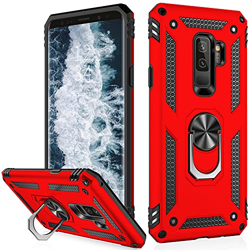 IKAZZ Galaxy S9 Plus Case,Samsung S9 Plus Cover Military Grade Shockproof Heavy Duty Protective Phone Case Pass 16ft Drop Test with Magnetic Kickstand for Samsung Galaxy S9 Plus Red