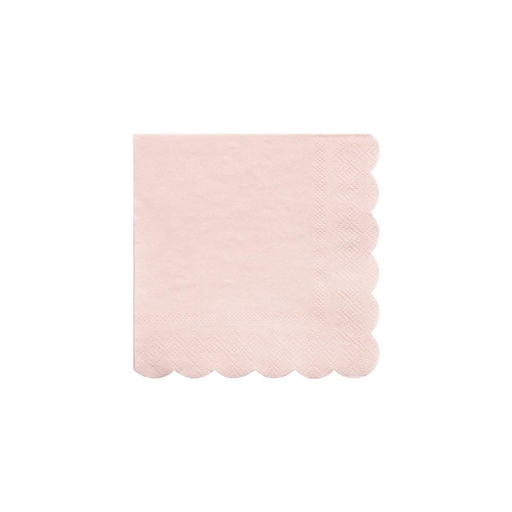 Meri Meri Lot de 20 petites serviettes en papier épais avec bord festonné Rose pâle