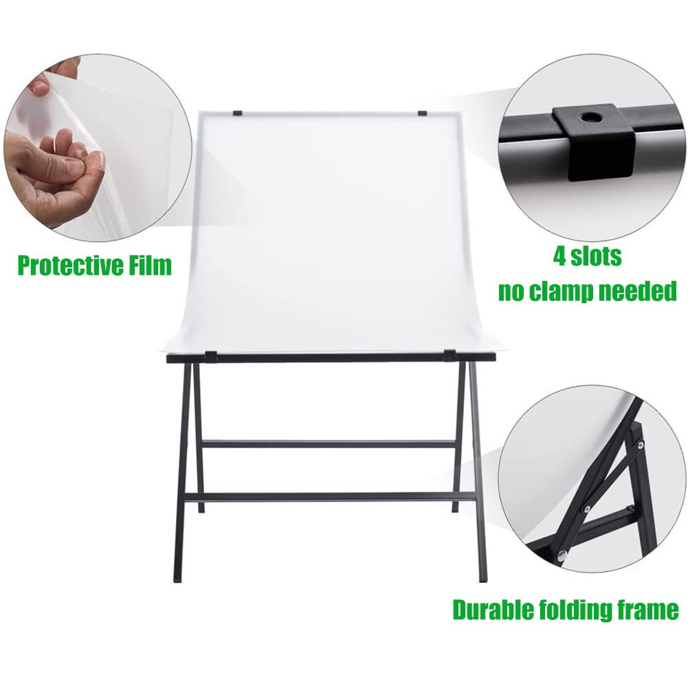 Mesa de fotografía con 3 fondos de PVC, soporte de fondo de 24 x 39.4 pulgadas, fácil de limpiar, plegable y portátil para fotos de productos de comercio electrónico y exhibición de productos