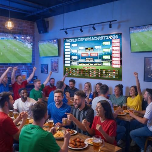 2026 World Cup Bracket Poster Black 27.6x23.6 Inches Wall Soccer Game Tracker Map for Watch Party Bar Home Decor - 4