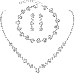 Bijoux d'oreille pour femmes Prom Boucles d'Oreilles Collier Bracelet Set Élégant cristal Collier Boucles D'oreilles Bracelet Mariage Mariage Prom Costume bijoux Ensembles Cadeaux d'anniversaire pour les femmes