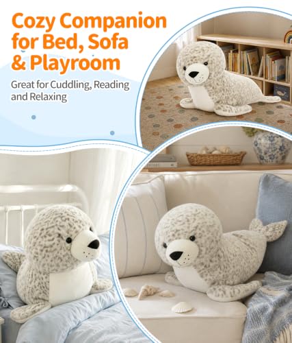 Image of BENINY 43 inch Giant Leopard Seal Stuffed Animal, Soft Plush Pillow