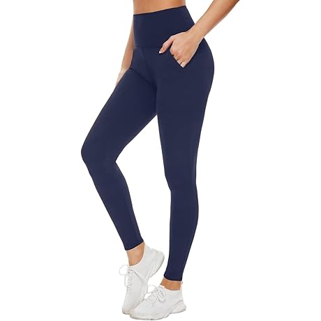 Aoliks Navy Blue Women's Leggings with Tummy Control