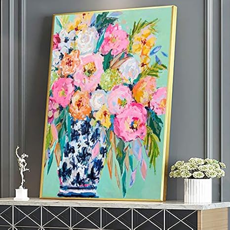 Amazon Co Jp 絵画絵抽象的なカラフルな花の絵画インテリアのポスターとプリント花の絵家の装飾壁アートパネル65x95cmフレームなし ホーム キッチン