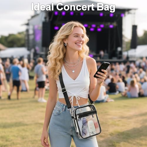 Image of PACKISM Clear Bag for Stadium Events - Clear Purses for Women Transparent Crossbody Messenger Bag for Concerts Game Day
