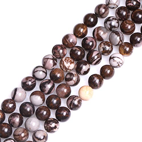 GEM-Inside Natural 8mm Brown Outback Jasper Round Gemstone Semi Precious Beads for Jewellery Making 15"