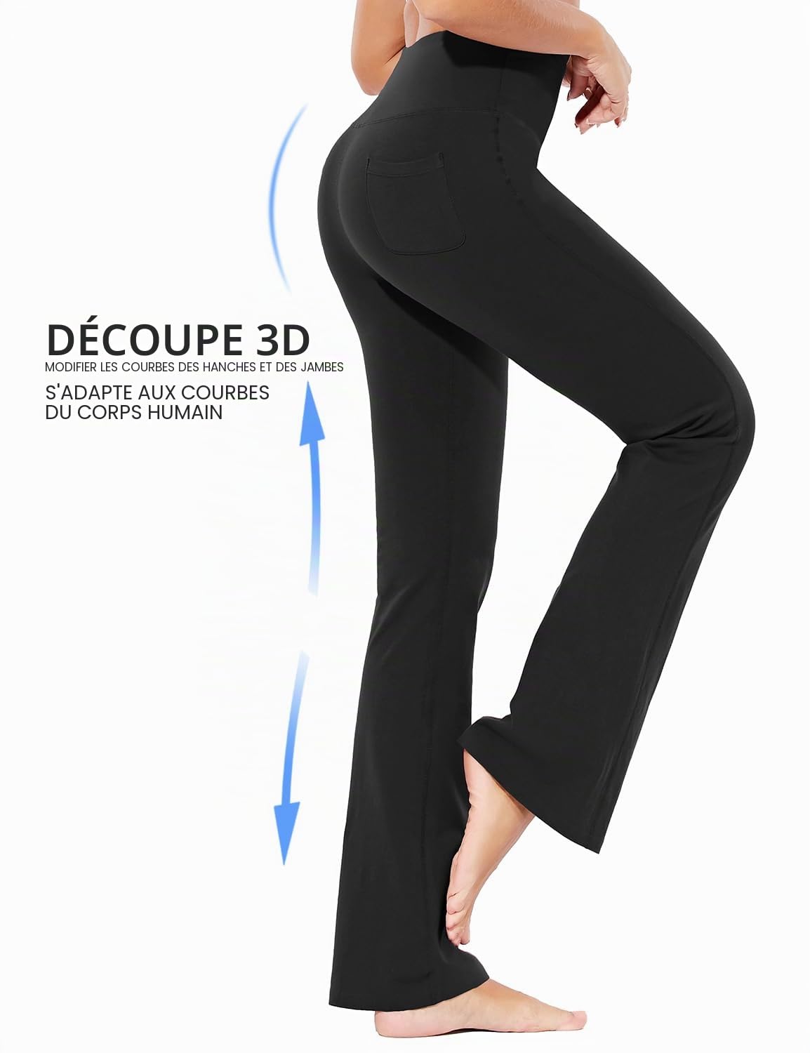 baleaf Pantalon Yoga Femmes Bootcut Long Casual Pantalon Femme Fluide été Taille Haute Contrôle du Ventre Pantalon de Sport pour Fitness Yoga Gym