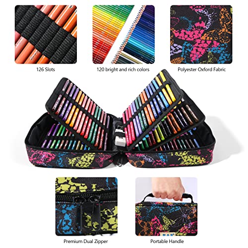 H & B 120-Color Colored Pencils Set With Coloring Book, Eraser, And Sharpener - Perfect For Drawing And Coloring - Soft Oil-Based Cores Ideal For Adults, Kids, And Beginners #TOP4