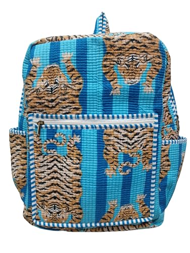Image of Doraya Cotton Quilted Unisex Backpack Hand Block Floral Printed Design Stylish Eco-Friendly Bag for School, Travel, and Everyday Adventures