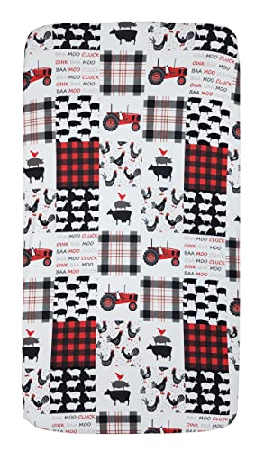 Image of Dear Baby Gear - Baby Crib Sheets - Toddler Bed Sheets - Breathable Fitted Bed Sheet - Nursery Bedding - Infant Cribs Mattress Cover - Crib Sheet for Girls & Boys - 52x28x10 (Farm Faux Quilt Print)