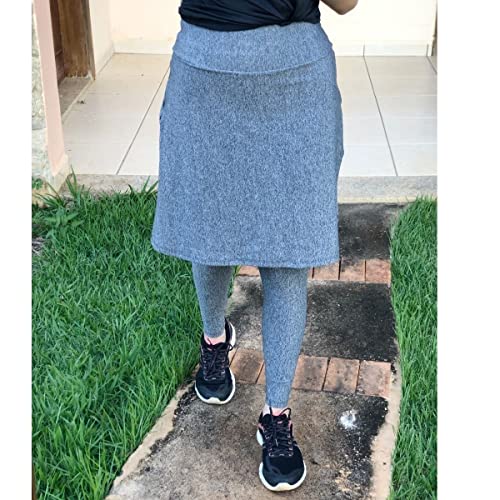 Calça Legging Com Saia evasê Moda Evangelica Fitness Caminhada (GG serve 42/44, Preta)