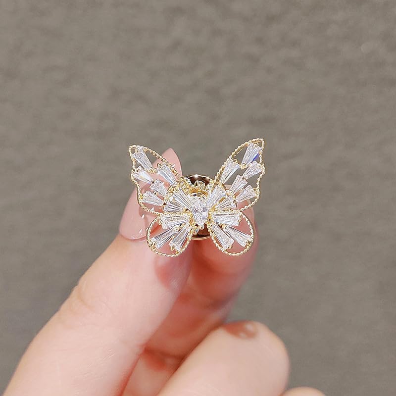 Image of Crystal Rhinestone Butterfly brooch Pins Vintage Ribbon Bowknot Pearl Lapel Pins for Woman Girls