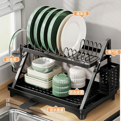 Escurreplatos plegable, escurridor plegable de acero inoxidable con escurridor y soporte para utensilios, diseño que ahorra espacio para encimera de cocina