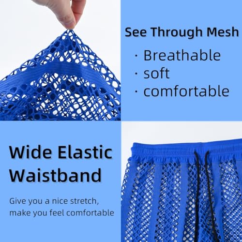 Mens Fishnet Striped Lounge Pants Sexy Mesh See Through Pyjama Pants with Drawstring3