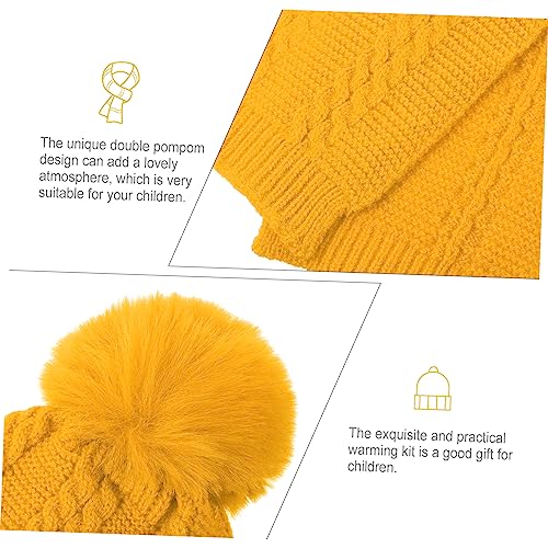BESPORTBLE Hat Scarf Warm Neckerchief Winter Neck Warmer Beanie Knit Fluffy Gray Boys Pom Hat Thick Has Scarf4