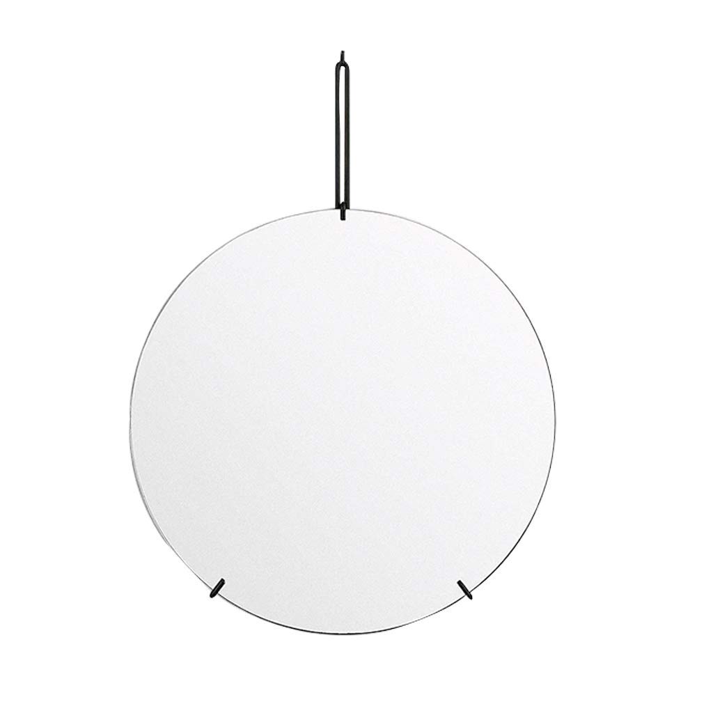 TYUHDUYUR Wall Mounted Cosmetic Makeup Mirror Oversize Decorative Vanity Mirror with Hanging Chain Portable for Bathroom Living Room Sizes 50cm (Black)