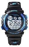 Digital Kids Watch for Ages 3-10 Toddler, Dual time, Stopwatch, Alarm Clock, Calendar Multi-Function Watch,Sport Waterproof Watch, 7 Colorful LED,Watch for Girls, Boys Digital Watches, Black Blue