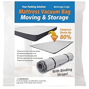 Sacco sottovuoto per materasso in schiuma per traslochi/organizzare; comprime il materasso dell’80%, con chiusura sottovuoto, a tenuta stagna e sigillabile, con cinghie