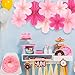 PheiLa 9 Pcs Pink Party Paper Flowers Decorations Hot Pink Paper Fans Hanging Ornaments Paper Floral Backdrop Decor Wedding Birthday Party Valentine's Day Engagement Baby Showers Decoration