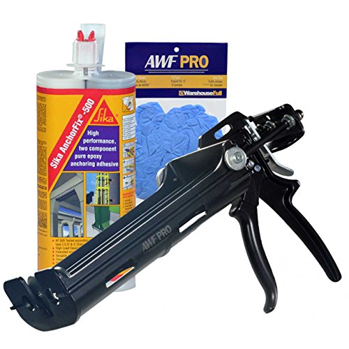 Creative Product Sika AnchorFix 500 Kit - Two Component Epoxy 20 oz, High Performance, Concrete Anchoring System (1), AWF PRO Epoxy Adhesive Applicator, 22 oz. Dual Cartridge Capacity 25:1 Thrust (1), Gloves (1)