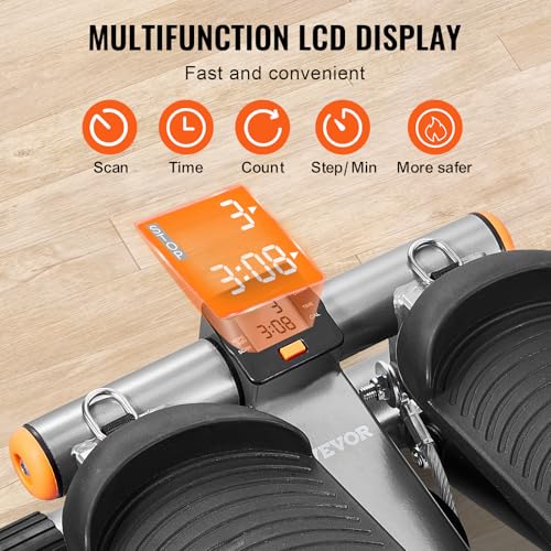 VEVOR Mini Salvaescaleras para Hacer Ejercicio en Casa, Hidráulico para Fitness con Bandas de Resistencia, Equipo Cardiovascular para Entrenamiento de Cuerpo Completo, 301 x 405 x (170-325) mm - Imagen 6