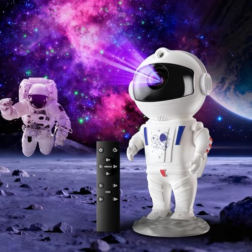 TechRise Astronaut Sternenhimmel Projektor, Astronaut Projektor, LED Weltraum Lichtprojektor Lampe, Nachtlicht Sternenhimmel, Mit Timer & Fernbedienung, Geschenk für Kinder und Erwachsene