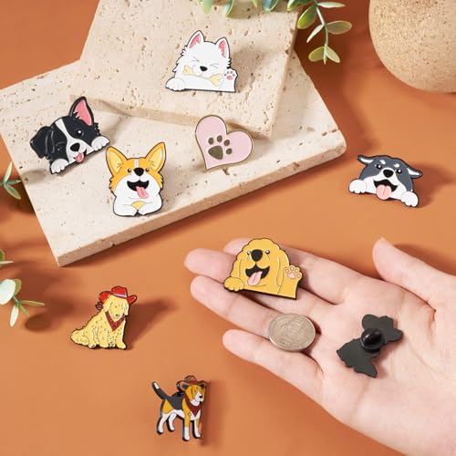 Image of Cheriswelry 9Pcs Pet Theme Enamel Pin Puppy Dog Lapel Pins Cute Animal Brooch Pins 21.5-34mm for Clothes Backpack Bags Hats Decorative Supplies
