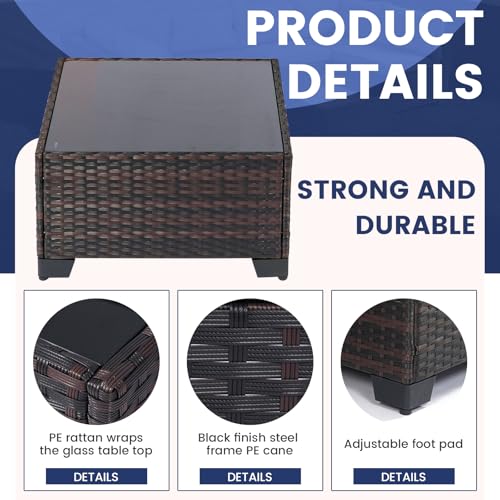 CHABATREE 7 Pieces Outdoor Patio Furniture Sets,Rattan Conversation Sectional Set,Manual Weaving Wicker Patio Sofa with Tea Table