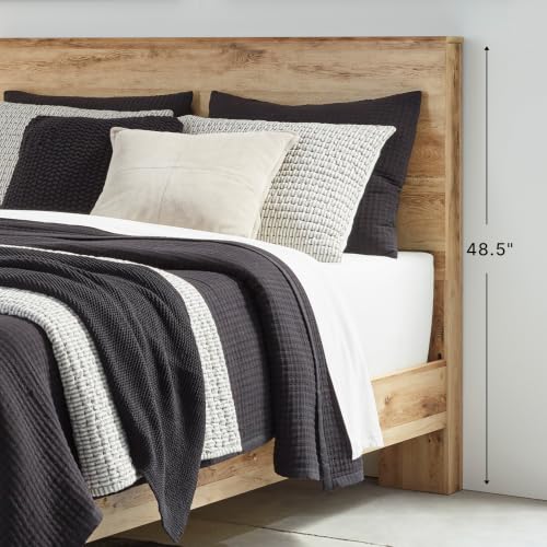 Image of Signature Design by Ashley Queen Bed Frame with Headboard, Rustic, Hyanna | Queen panel bed, Engineered wood (MDF /particleboard /plywood) and decorative laminate, Optimized for box spring support