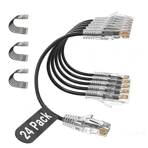Jadaol Patch Cables Cat6A 0.5ft 24-Pack, 10Gbps Support Cat8 Cat7 Network, Snagless Ethernet Patch Cable for Short Connections, Flexible Slim Ethernet Cable for Patch Panel, Switch, Server Rack, Black