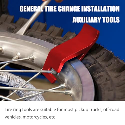 Image of Motorcycle Tire Installation Assitance Tool Holder Hook, Aluminum Alloy Off-Road Tyre Removal Changer Tool, Motorbike Wheel Install Bead Hook, Fit for Dirt Bike Motorcross Scooter (Red)