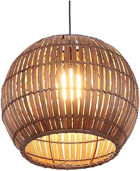 Suspension en bambou tissé main 30x25cm luminaire lanterne