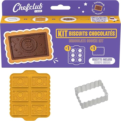 CHEFCLUB, Schokoladen-Keks-Set, keksausstecher rechteckig & schokoladenform silikon, Backset Kinder ab 4, Leicht & kreativ backen