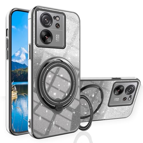 Coque Xiaomi 13T antichoc en silicone avec support rose pour éviter les chutes au quotidien