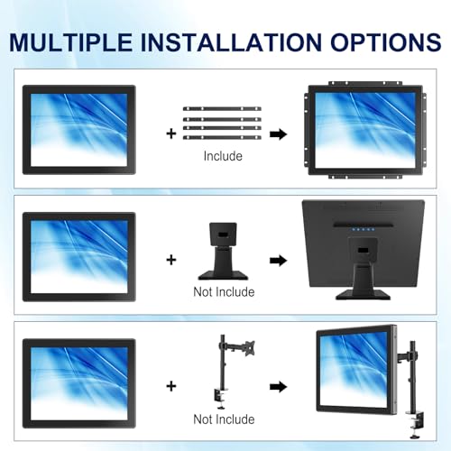 Image of 10-Point Touch Industrial Display 1024x768,IP65 Waterproof Front Panel 10.4 Inch Open Frame Capacitive Display, HD-MI VGA Port, Full Black Back Shell