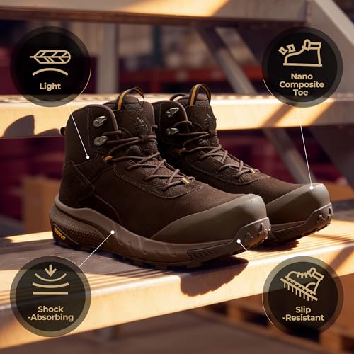 Image of NORTIV 8 Composite Toe Boots for Men - Waterproof Lightweight Non-Slip ASTM F2412-24 & ASTM F2913-24 Safety Work Boots for Warehouse & Construction, VaporGuard-Nano