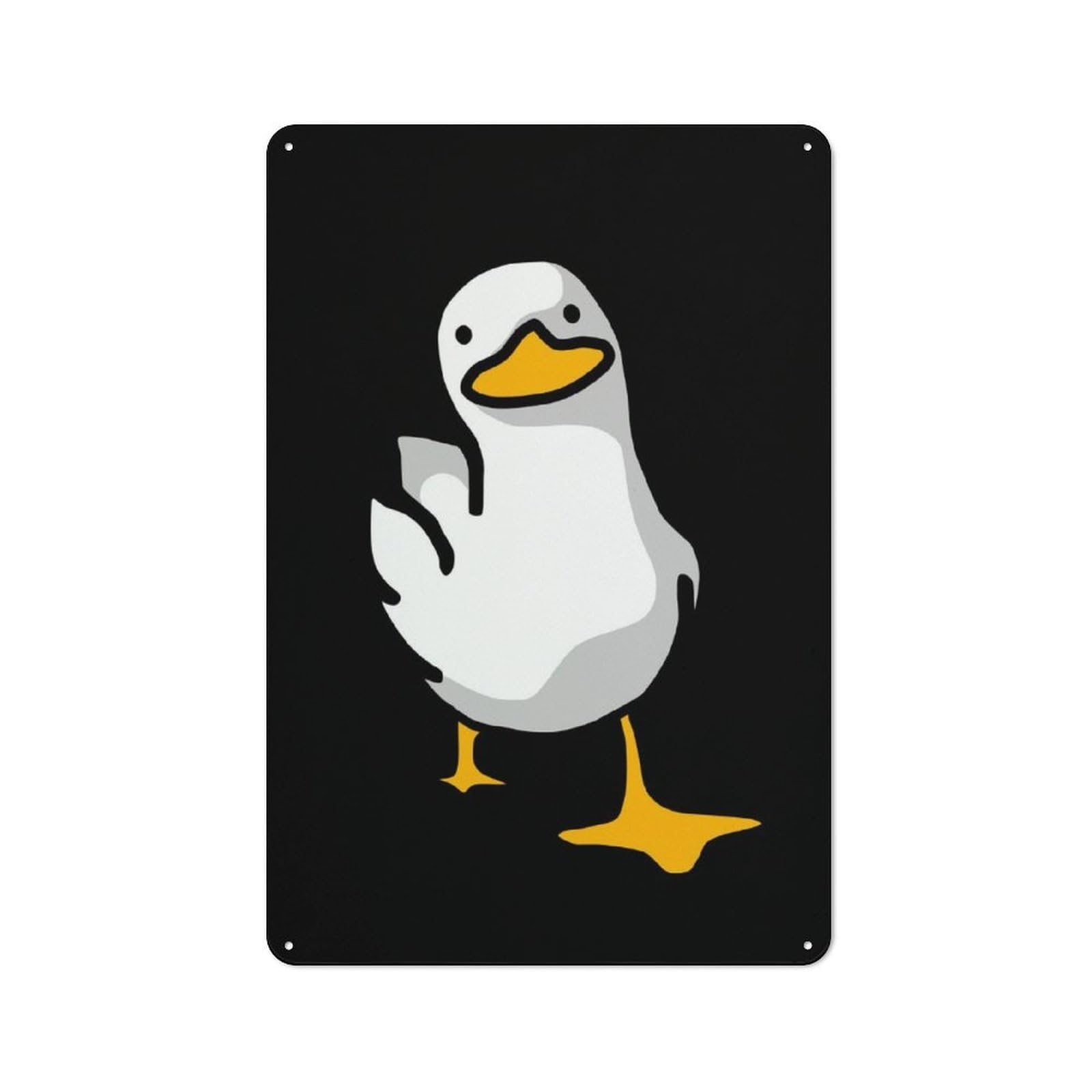 Junmoney Funny White Duck Tin Wall Plaque 30X20cm With For Hallway Wall, Suited To Wall Displays In Hallways And Entrance Areas