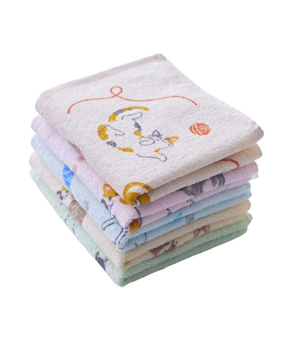 Amazon｜[ニッセン] フェイスタオル にゃんずでい5柄セット 5柄セット