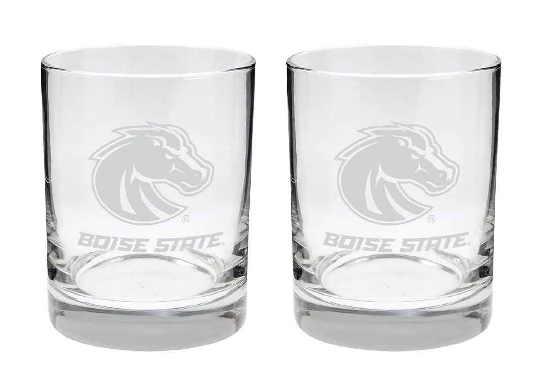 Boise State Broncos 2-Sided Satin Finish Rock Glass Set of 2 14oz