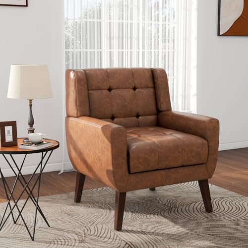 Sillón Plegable Cuero Sintético Café miniatura 1
